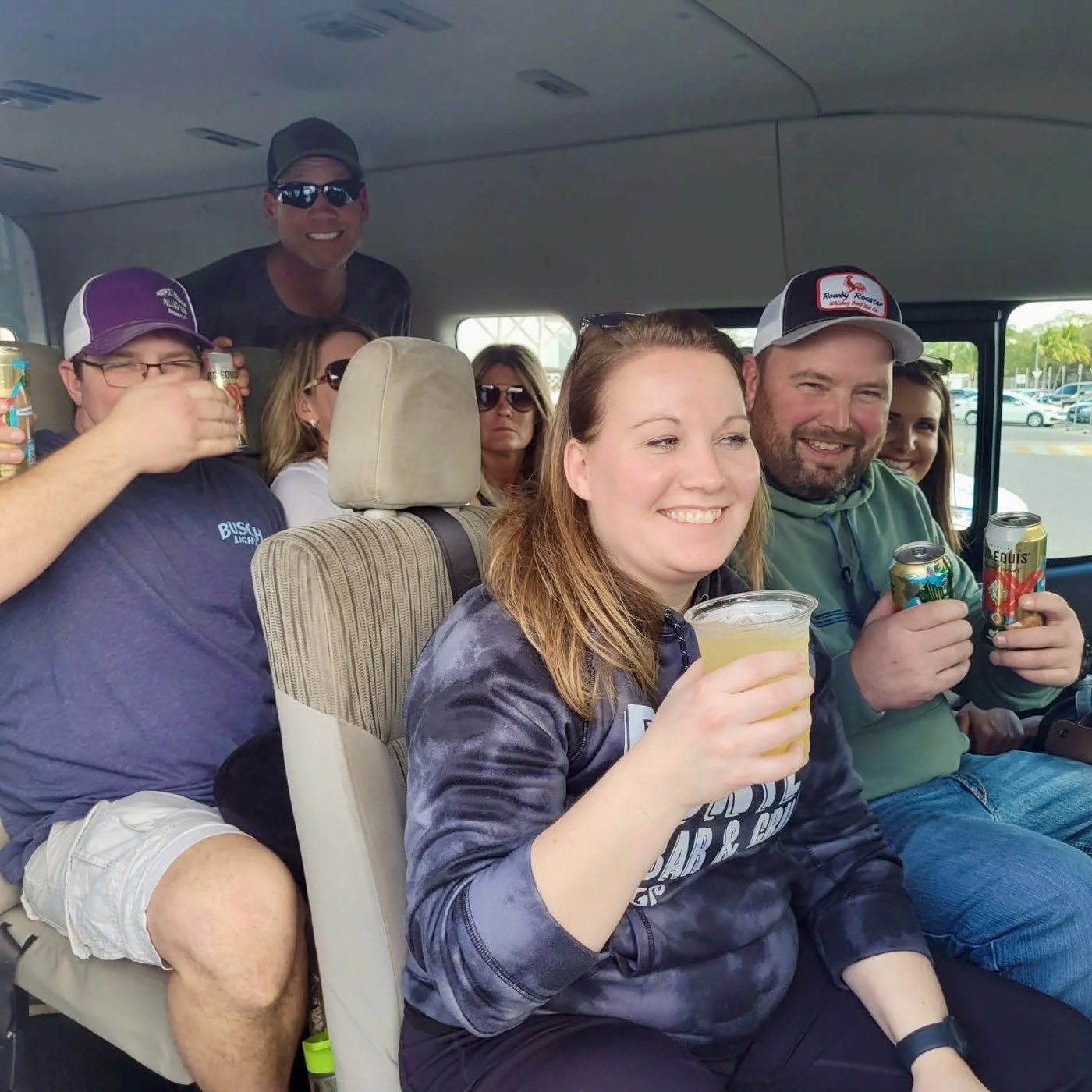 Guests toasting between stops