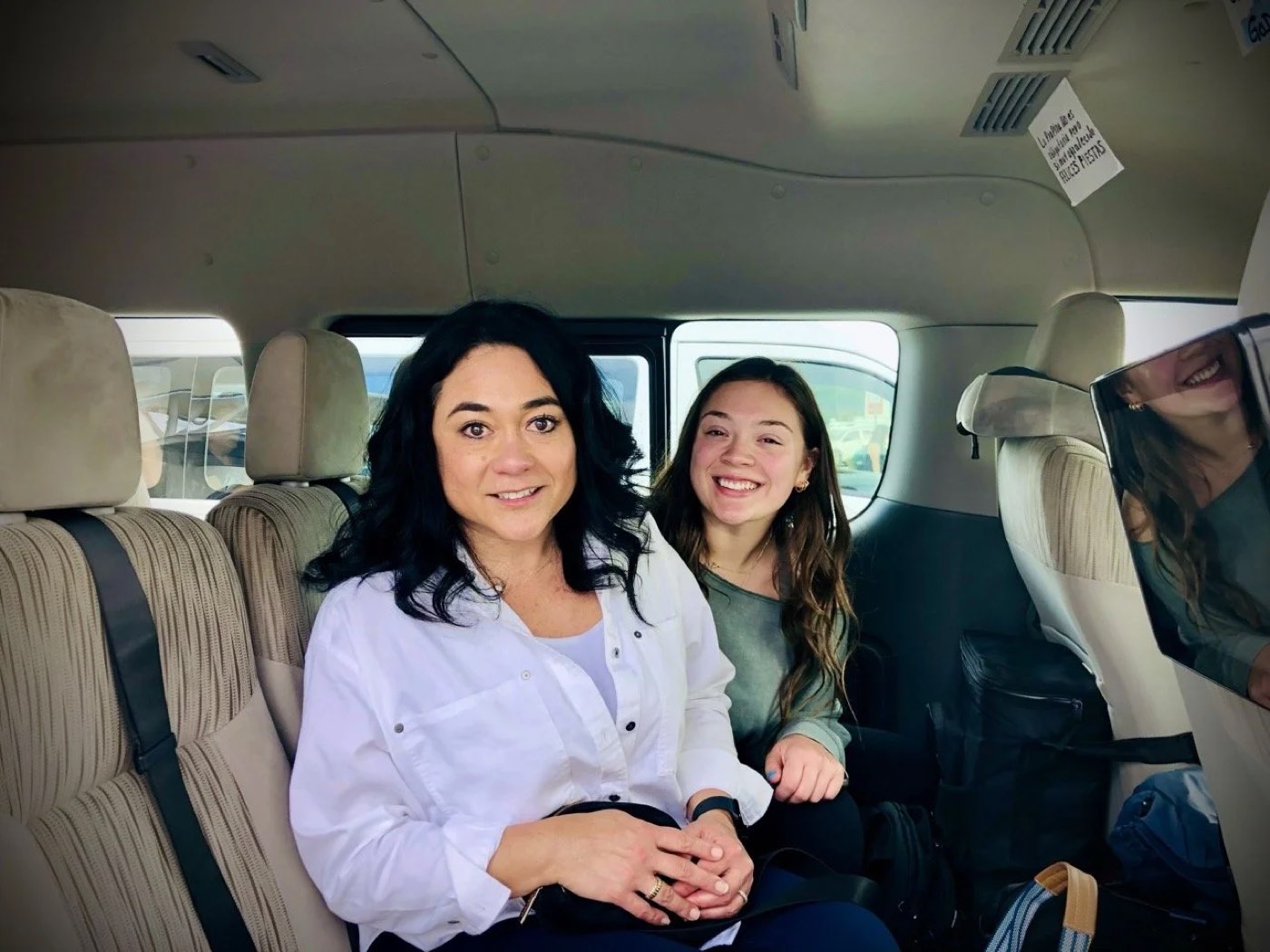 Two guests in the van